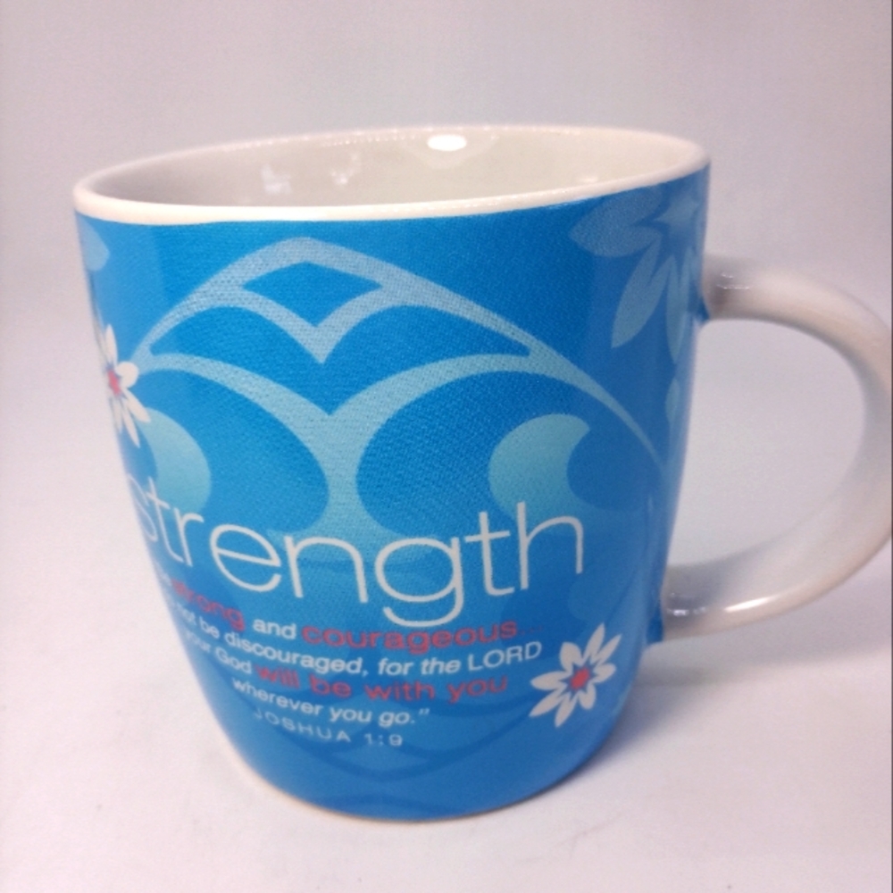 Lighthouse Christian Blue Strength Inspirational Mug Bible Verse